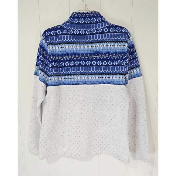 Talbots Fair Isle Funnel-Neck Top Sweater Pullover Nordic Blue Size XL - Picture 2 of 8